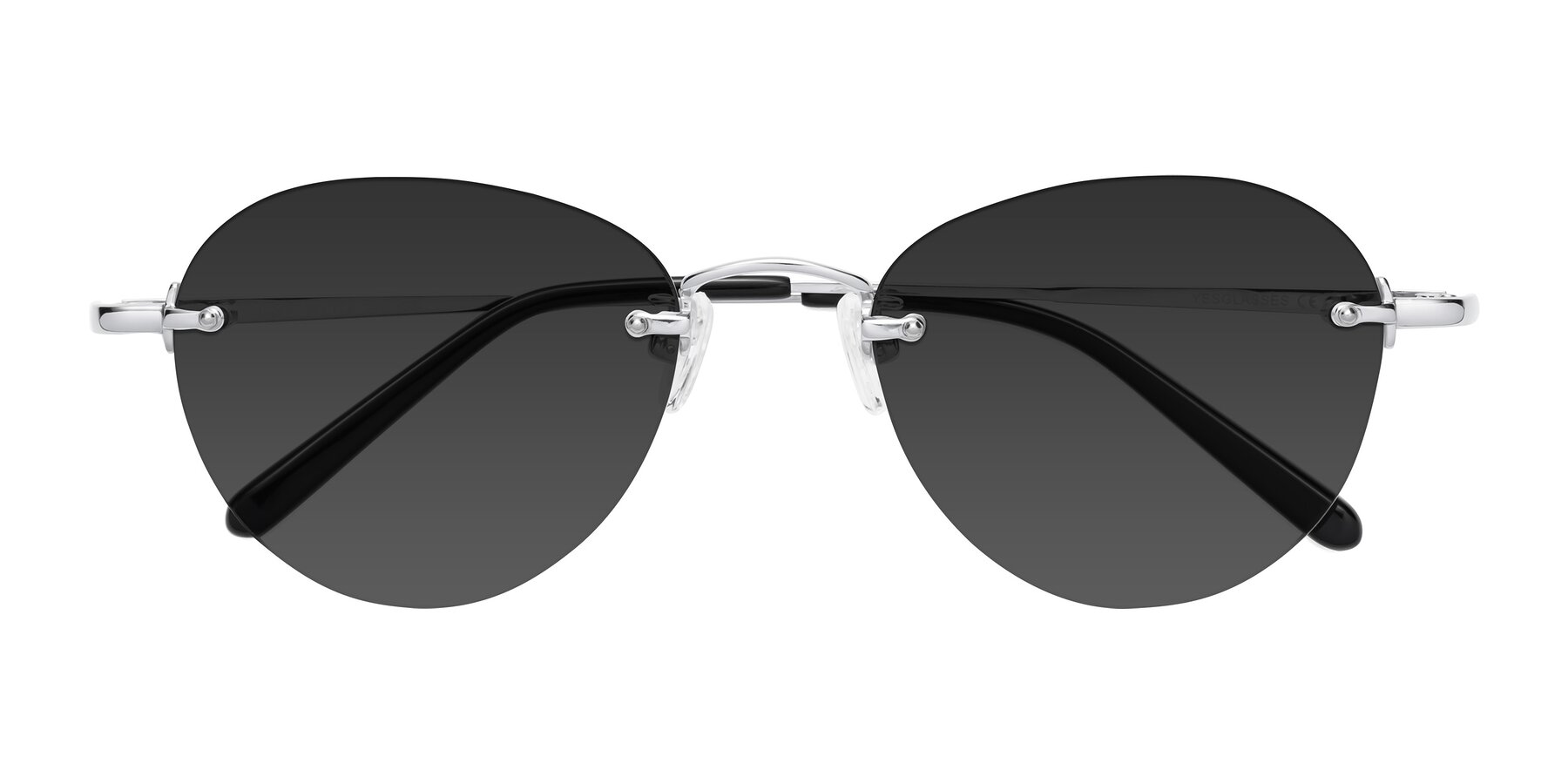 Folded Front of Quinn in Silver with Gray Tinted Lenses