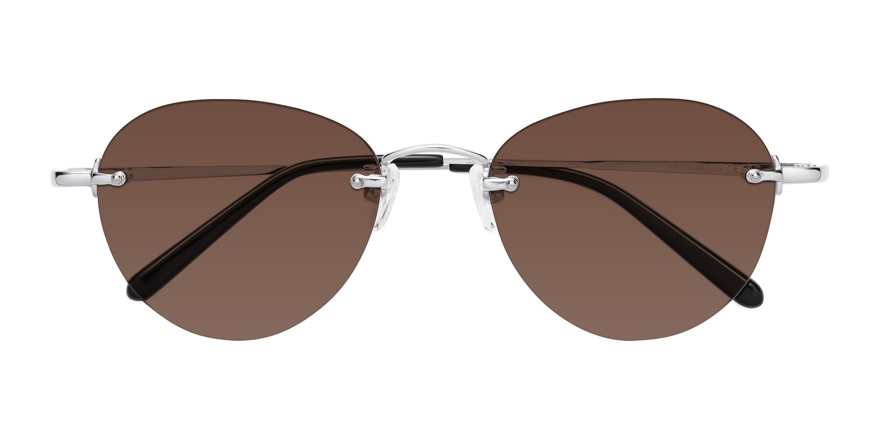 Folded Front of Quinn in Silver with Brown Tinted Lenses