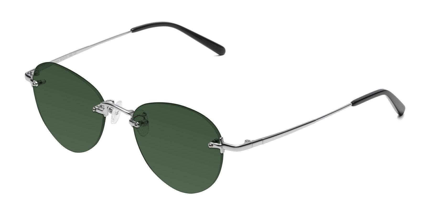 Angle of Quinn in Silver with Green Tinted Lenses
