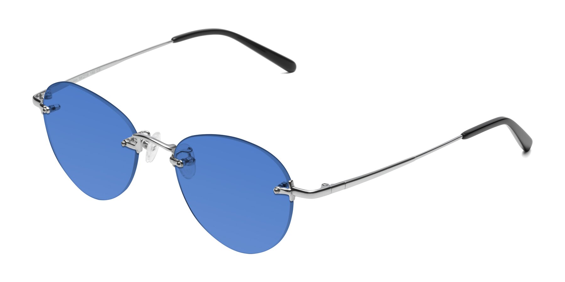 Angle of Quinn in Silver with Blue Tinted Lenses