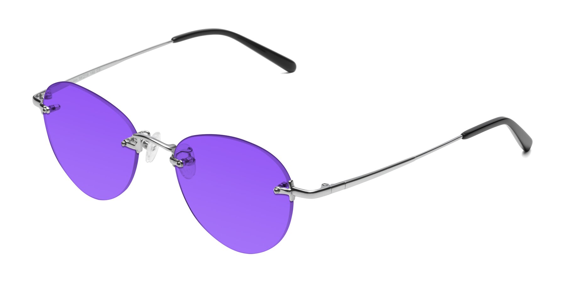Angle of Quinn in Silver with Purple Tinted Lenses