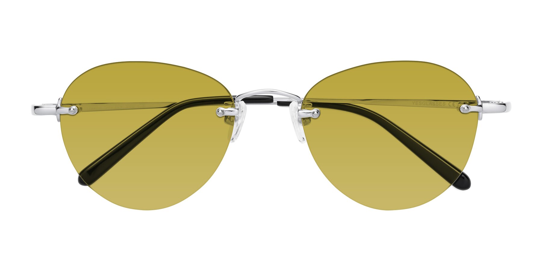 Folded Front of Quinn in Silver with Champagne Tinted Lenses