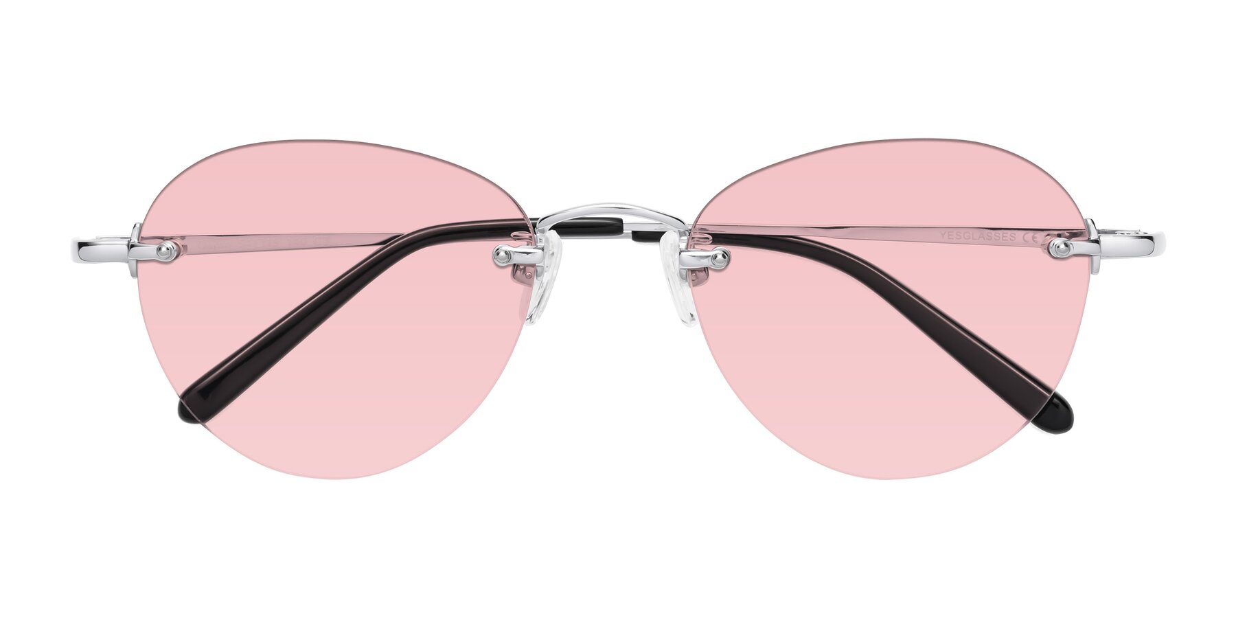 Folded Front of Quinn in Silver with Light Garnet Tinted Lenses