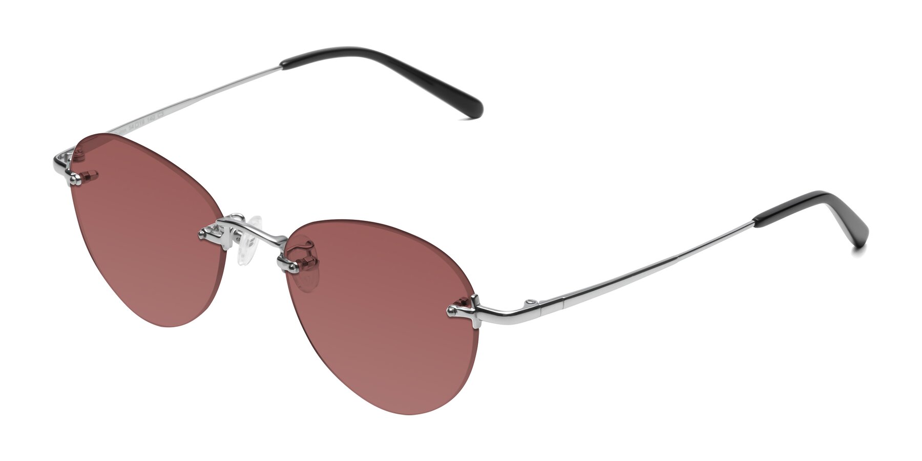 Angle of Quinn in Silver with Garnet Tinted Lenses