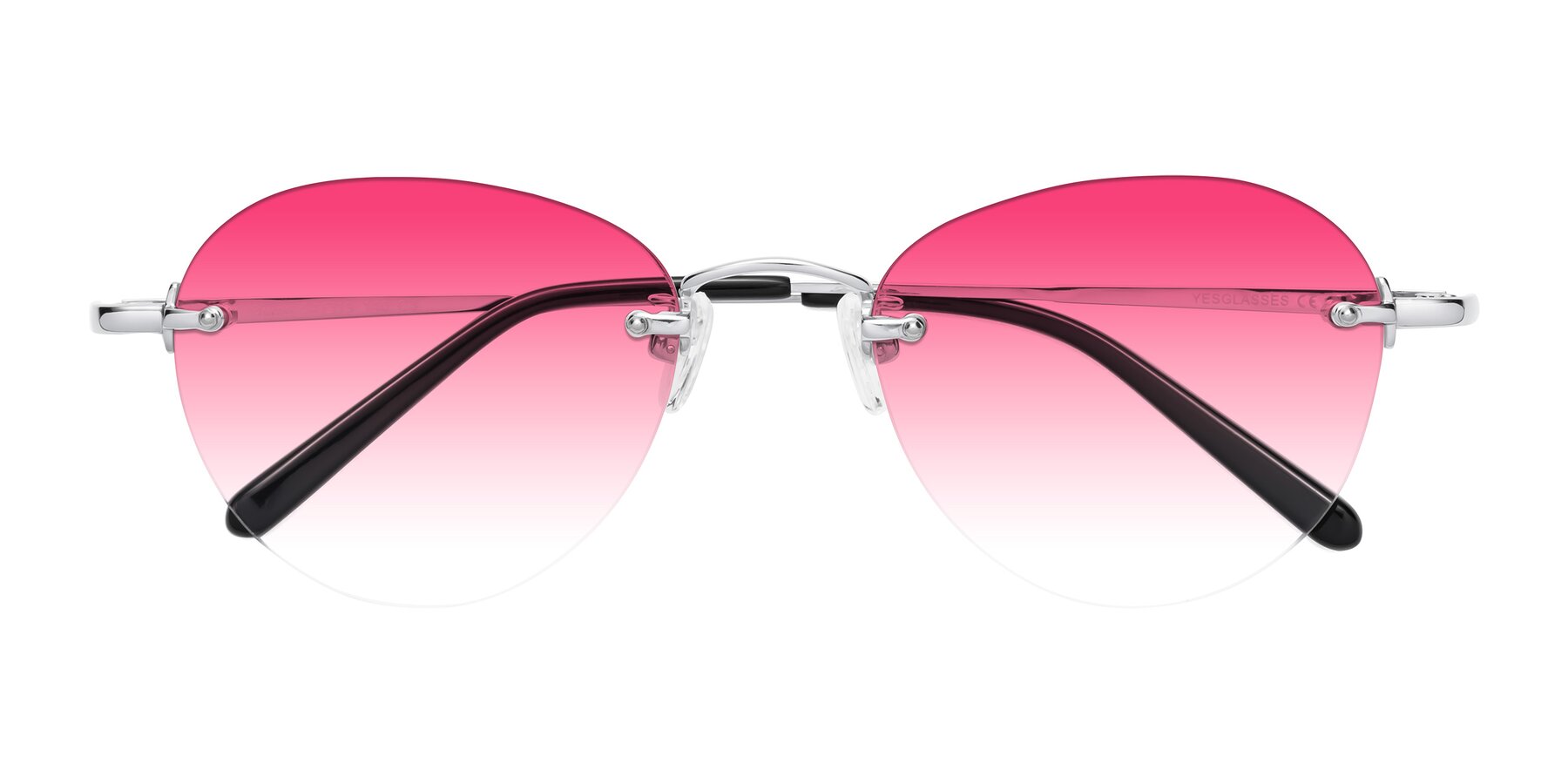 Folded Front of Quinn in Silver with Pink Gradient Lenses