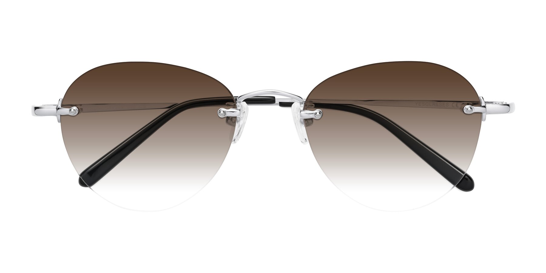 Folded Front of Quinn in Silver with Brown Gradient Lenses