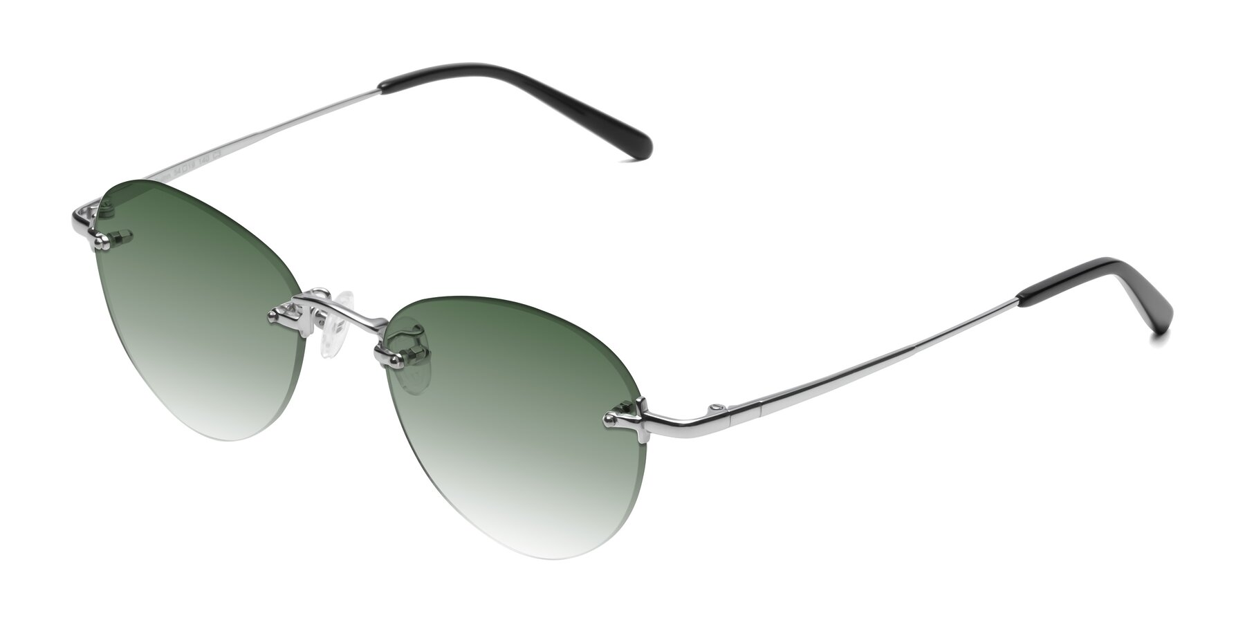 Angle of Quinn in Silver with Green Gradient Lenses