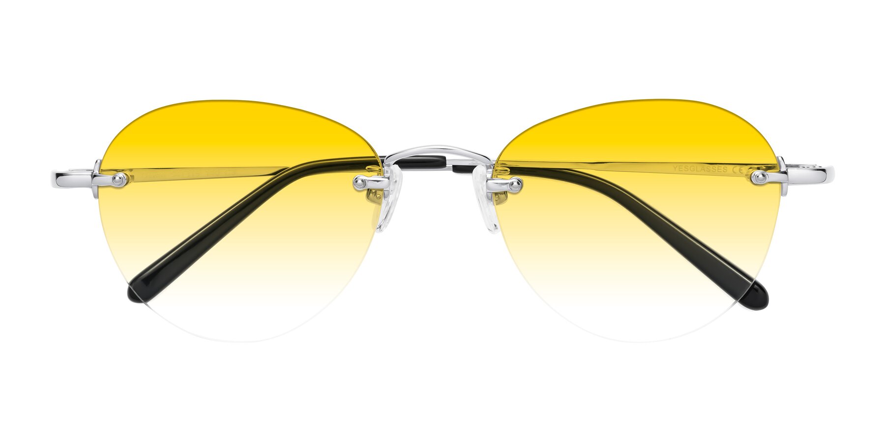 Folded Front of Quinn in Silver with Yellow Gradient Lenses