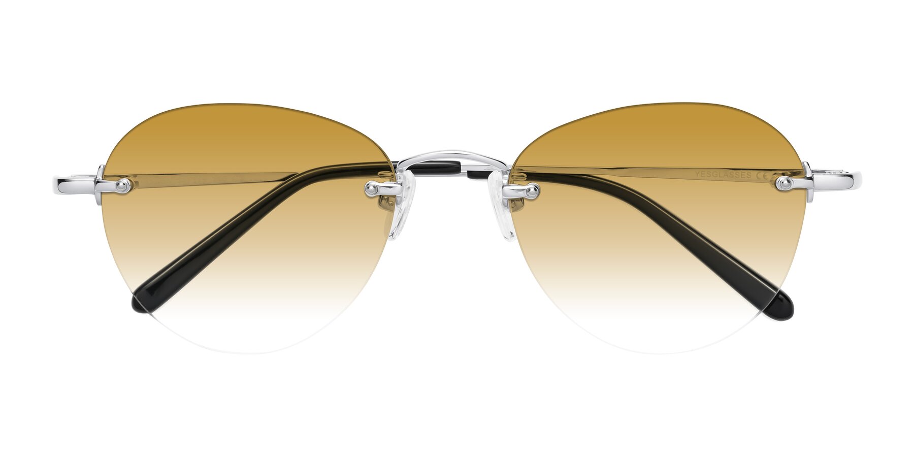 Folded Front of Quinn in Silver with Champagne Gradient Lenses