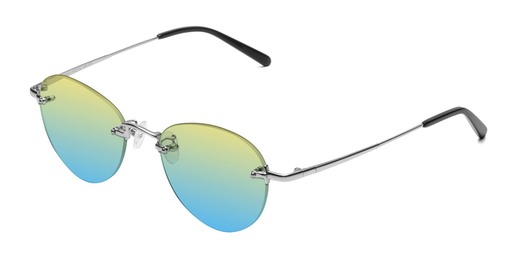 Angle of Quinn in Silver with Yellow / Blue Gradient Lenses