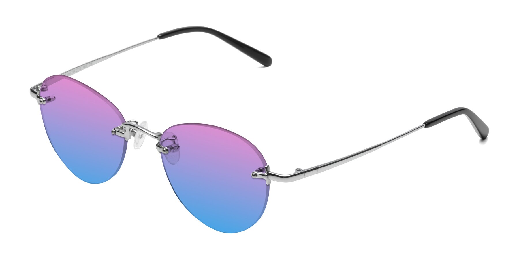 Angle of Quinn in Silver with Pink / Blue Gradient Lenses