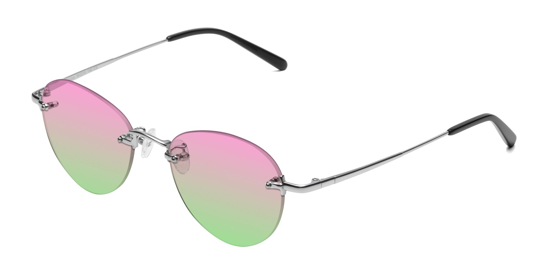 Angle of Quinn in Silver with Pink / Green Gradient Lenses