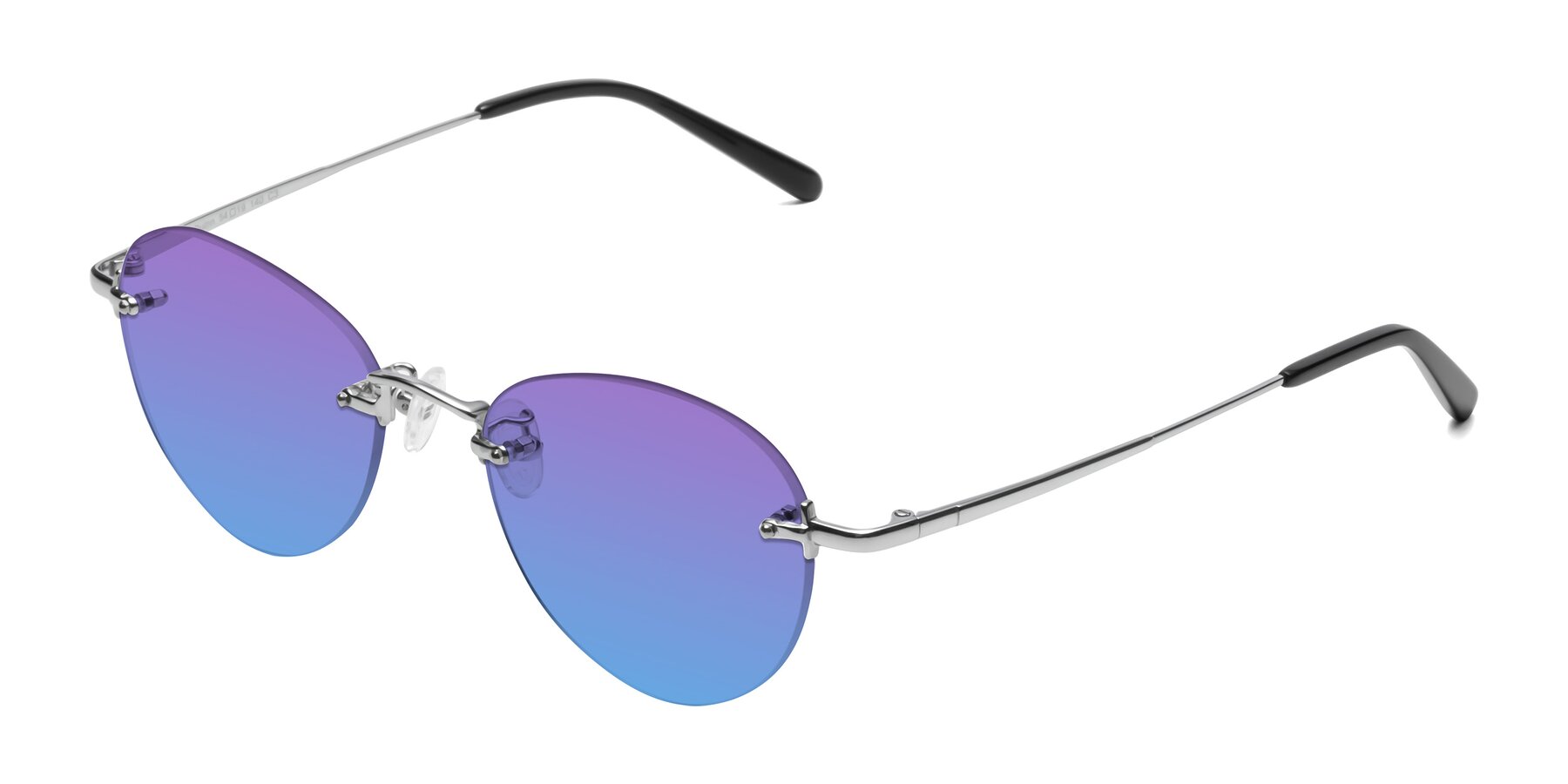 Angle of Quinn in Silver with Purple / Blue Gradient Lenses