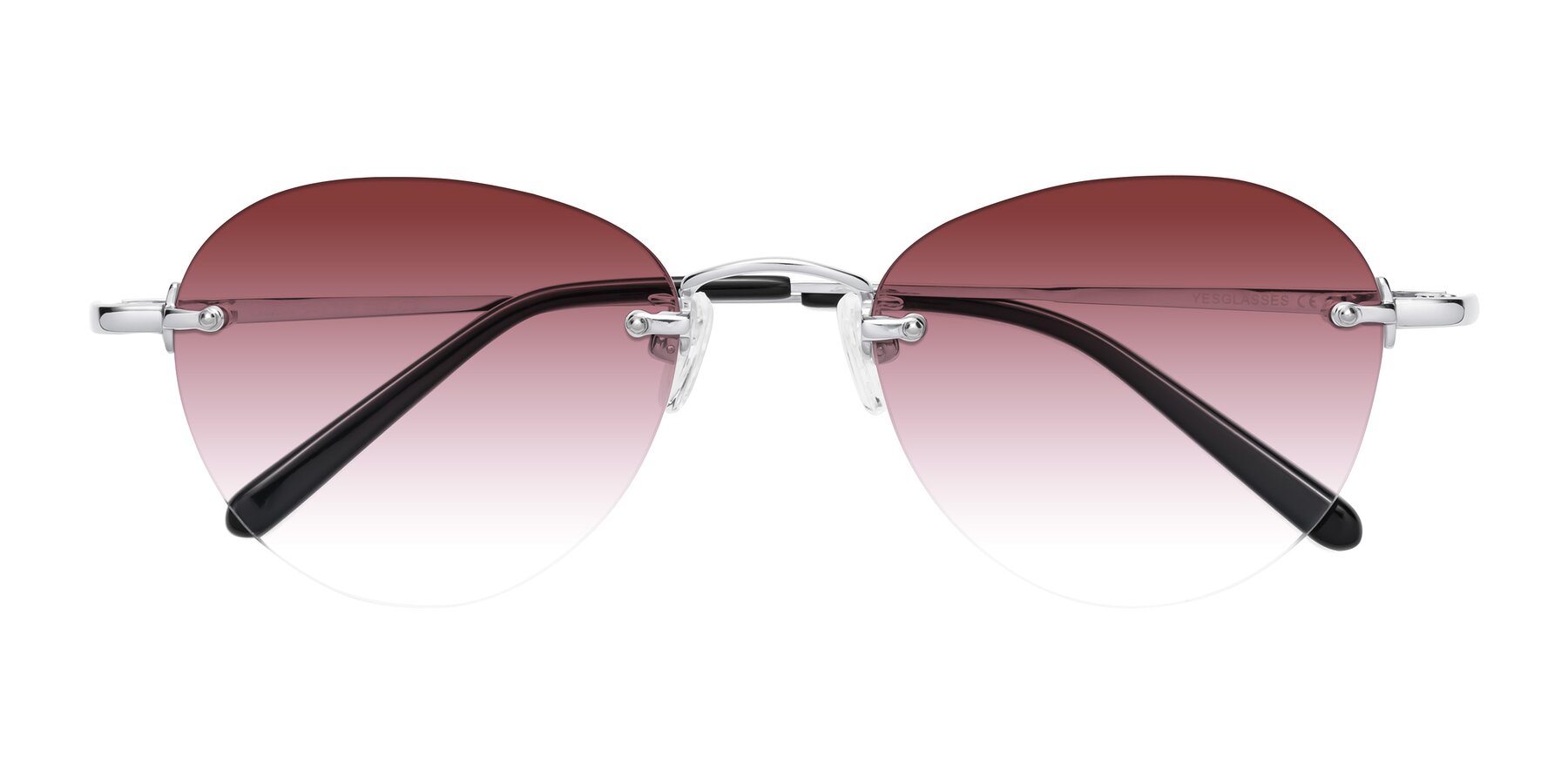 Folded Front of Quinn in Silver with Garnet Gradient Lenses