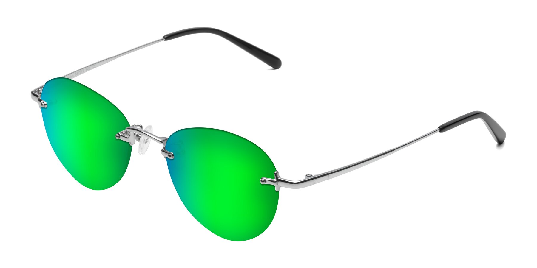 Angle of Quinn in Silver with Green Mirrored Lenses