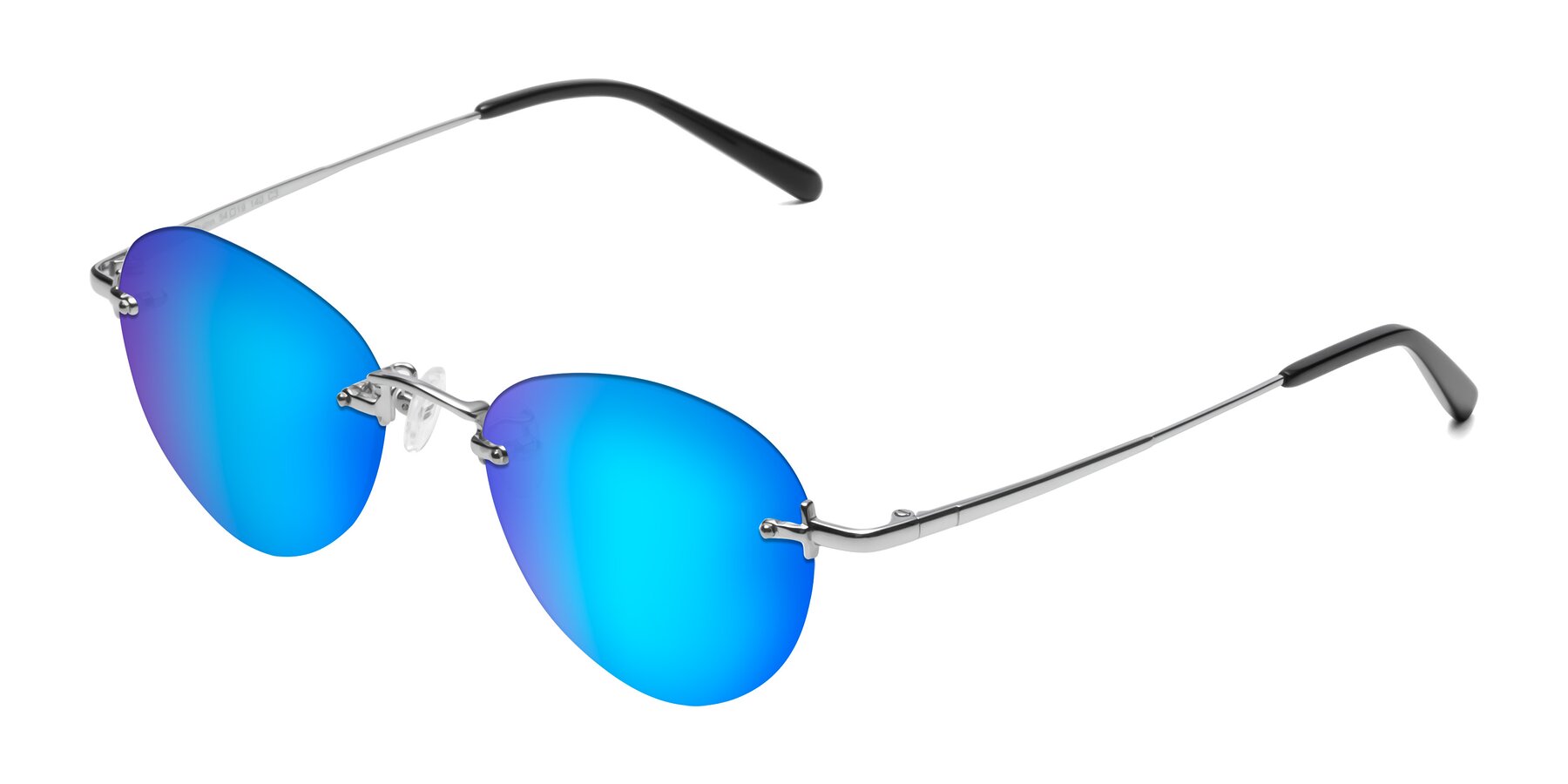 Angle of Quinn in Silver with Blue Mirrored Lenses