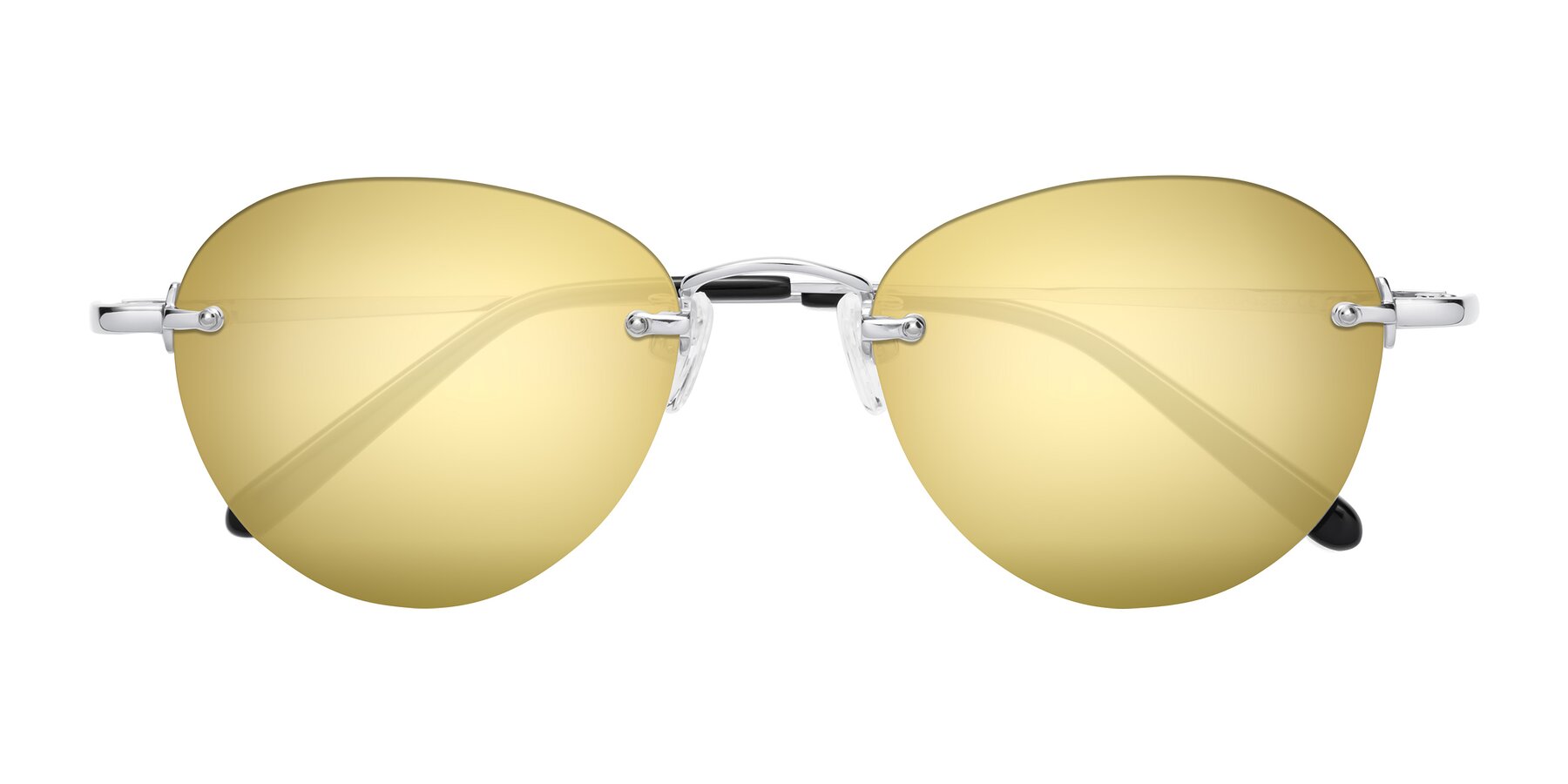 Folded Front of Quinn in Silver with Gold Mirrored Lenses