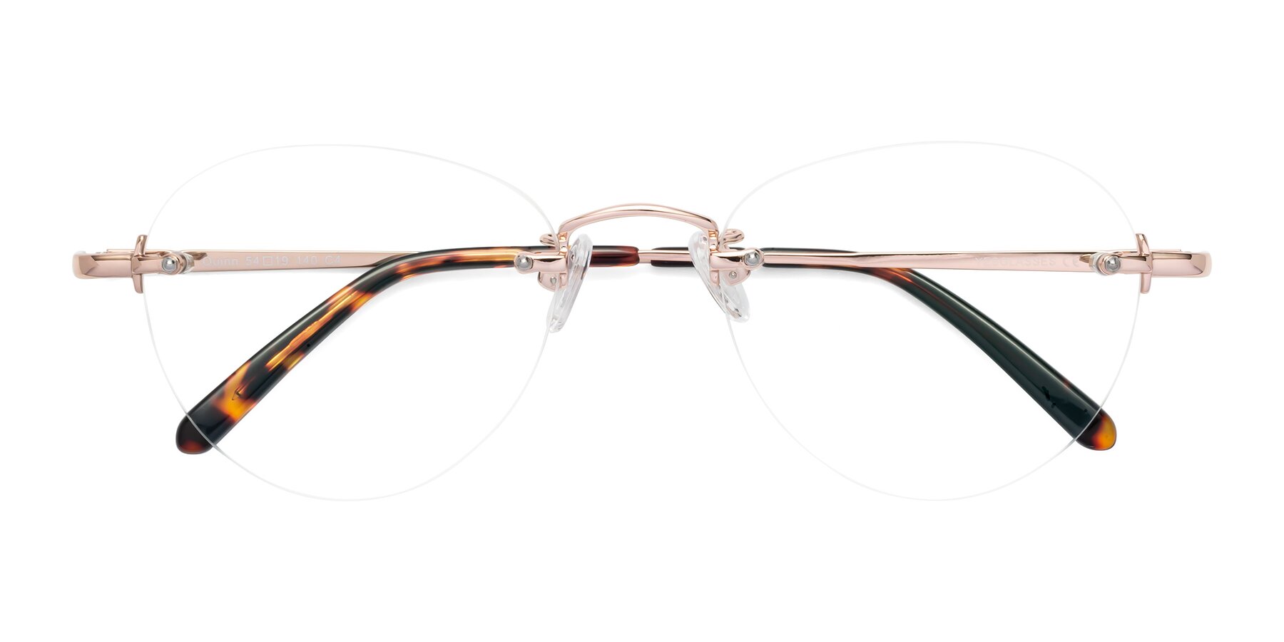 Folded Front of Quinn in Rose Gold with Clear Blue Light Blocking Lenses
