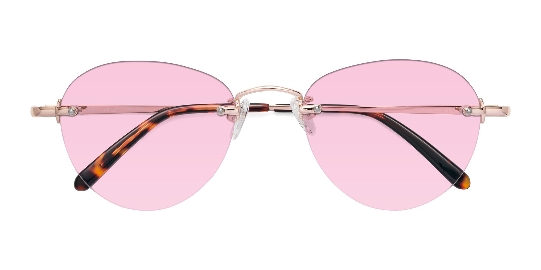 Folded Front of Quinn in Rose Gold with Light Pink Tinted Lenses