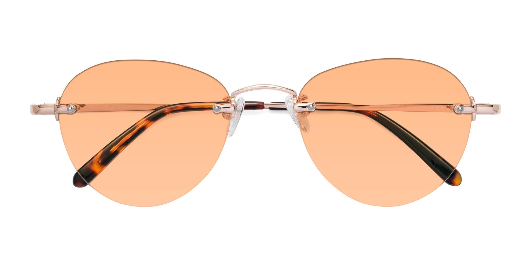 Folded Front of Quinn in Rose Gold with Light Orange Tinted Lenses