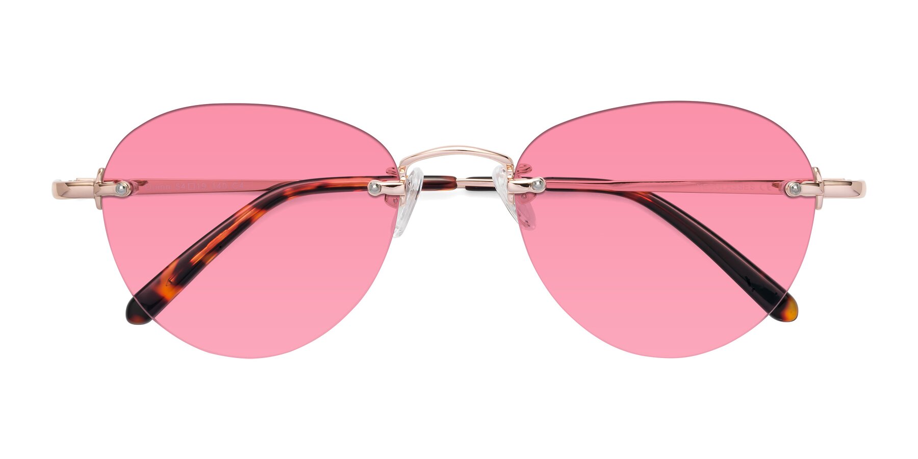 Folded Front of Quinn in Rose Gold with Pink Tinted Lenses