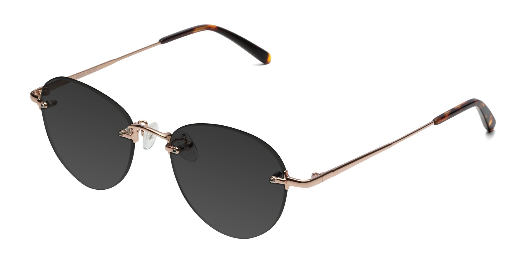 Angle of Quinn in Rose Gold with Gray Tinted Lenses