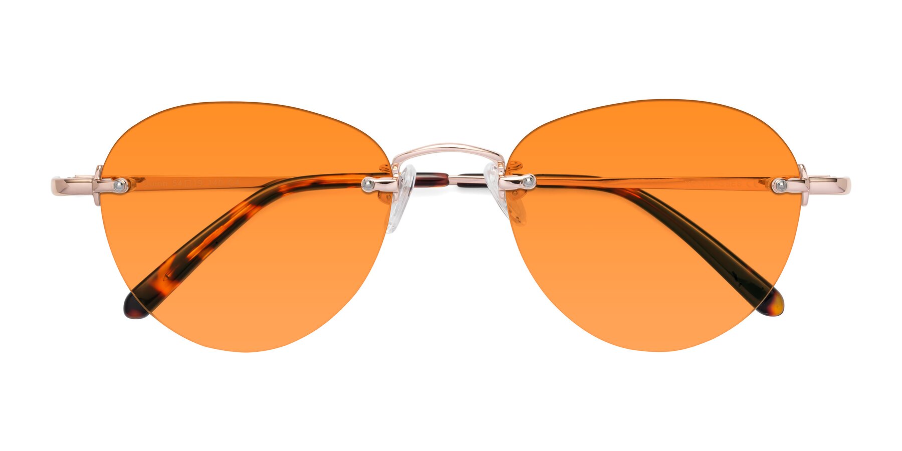 Folded Front of Quinn in Rose Gold with Orange Tinted Lenses