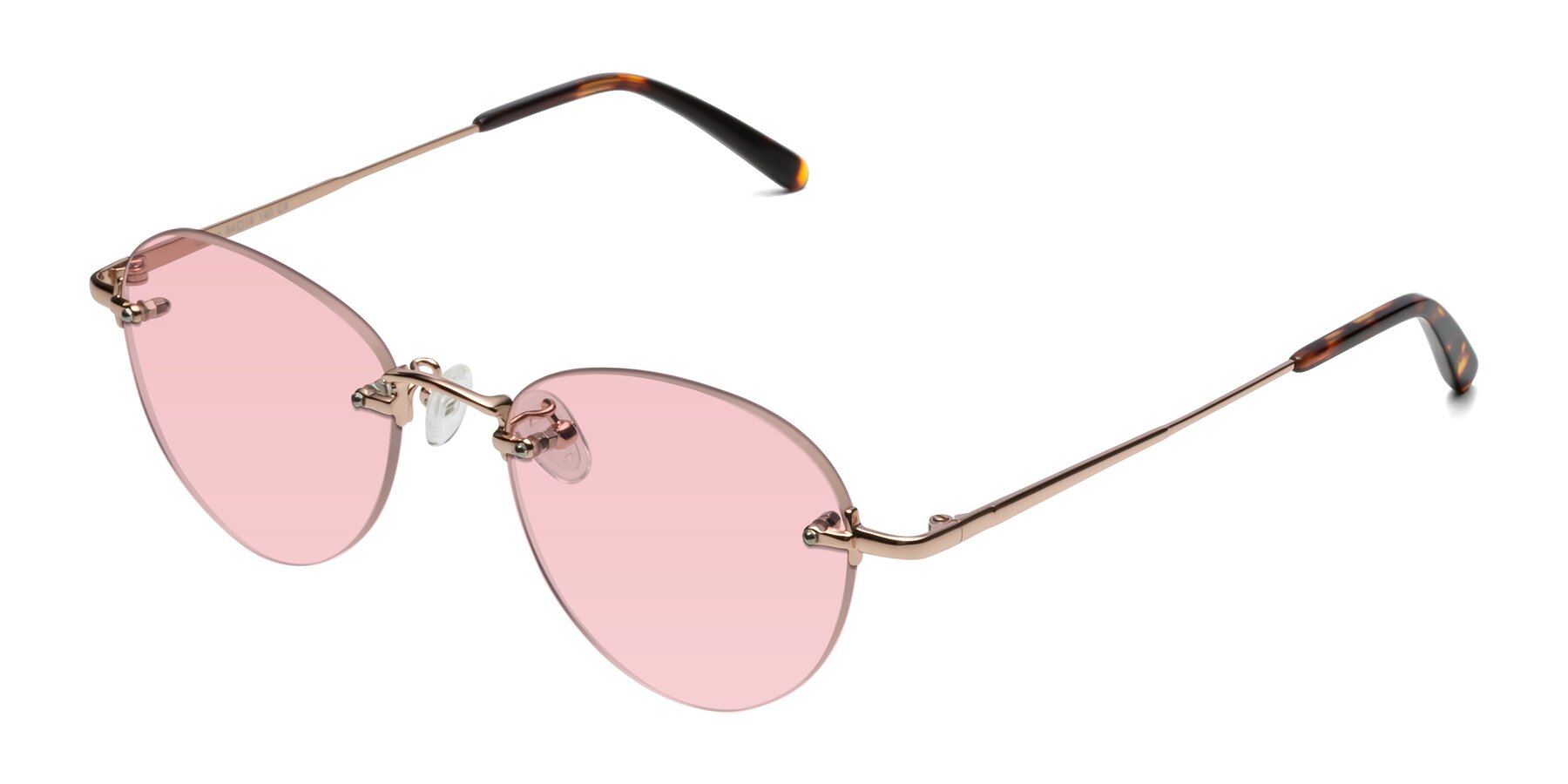 Angle of Quinn in Rose Gold with Light Garnet Tinted Lenses