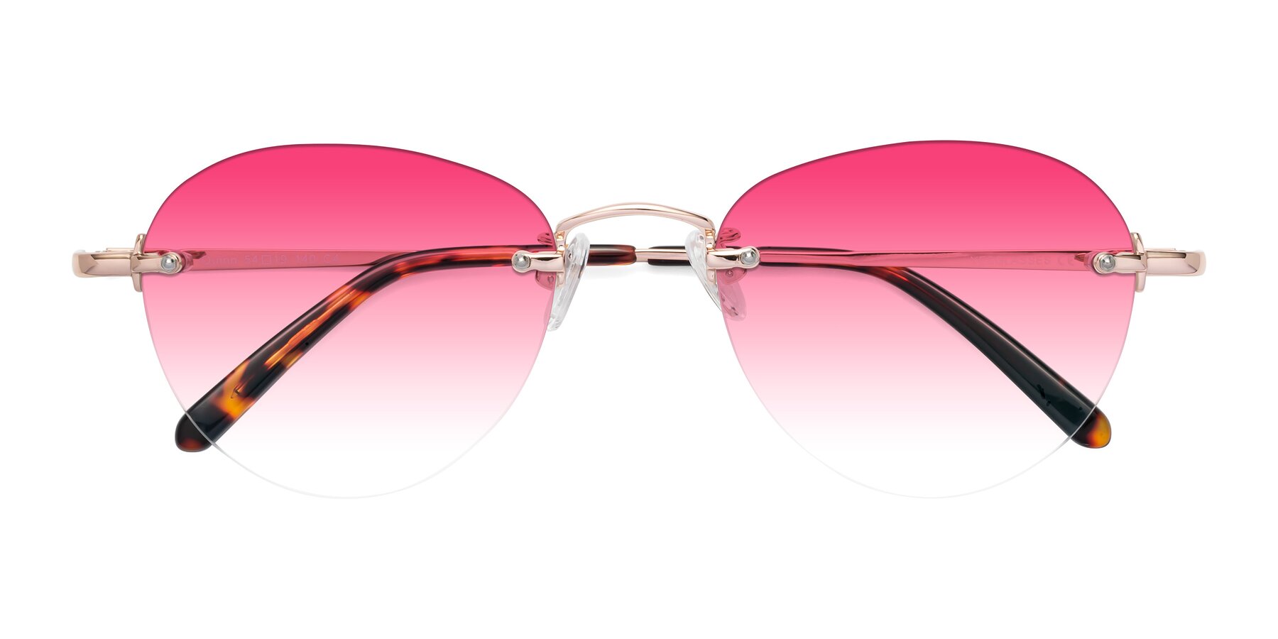 Folded Front of Quinn in Rose Gold with Pink Gradient Lenses