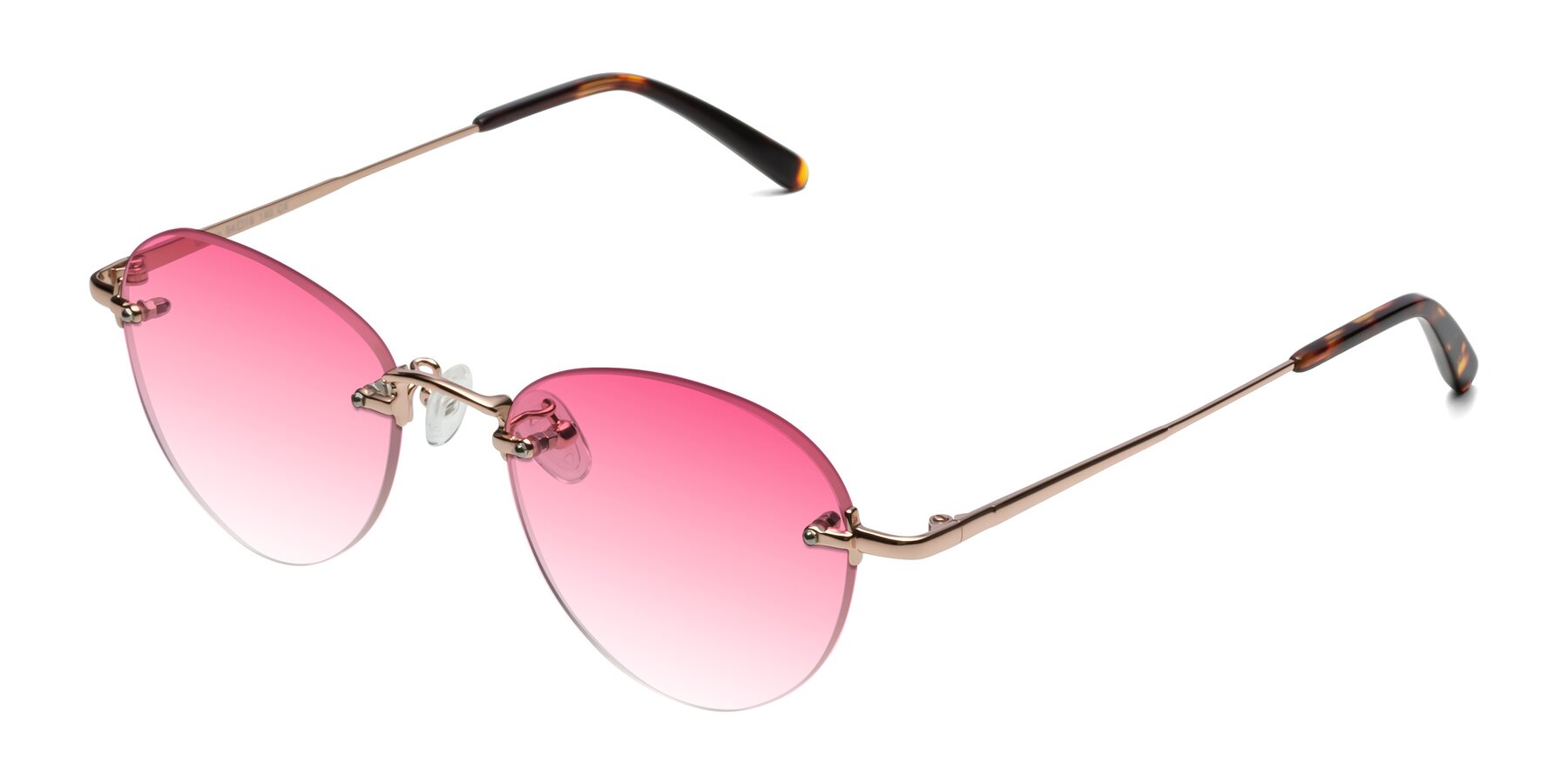 Angle of Quinn in Rose Gold with Pink Gradient Lenses