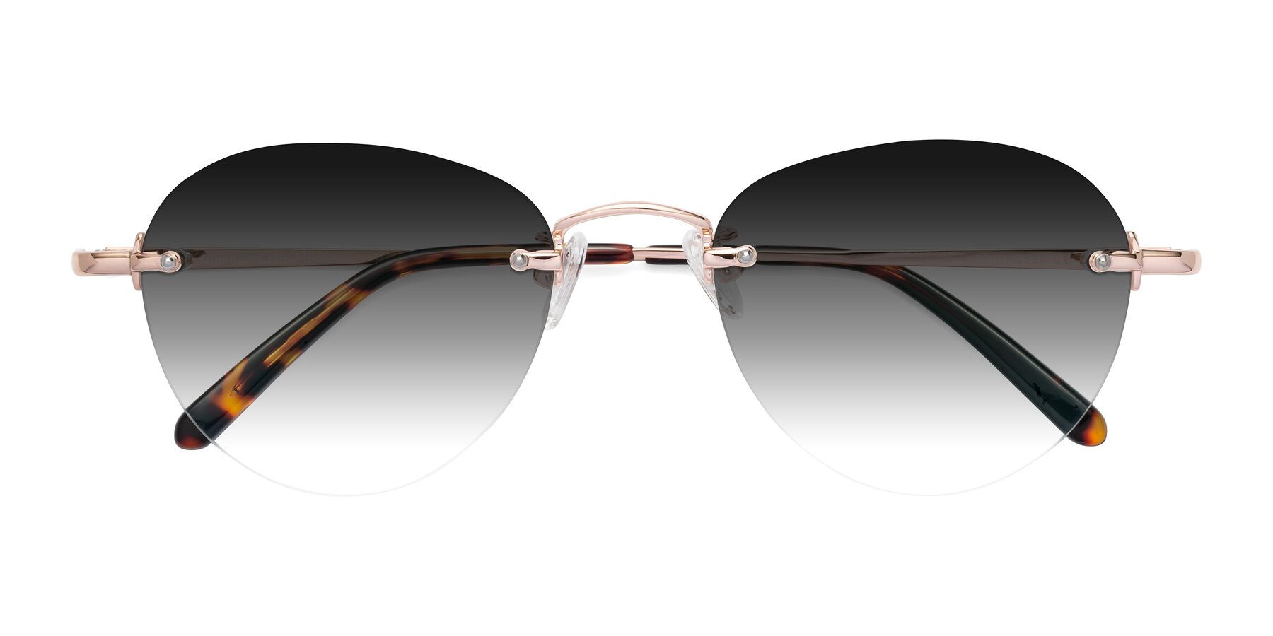 Folded Front of Quinn in Rose Gold with Gray Gradient Lenses