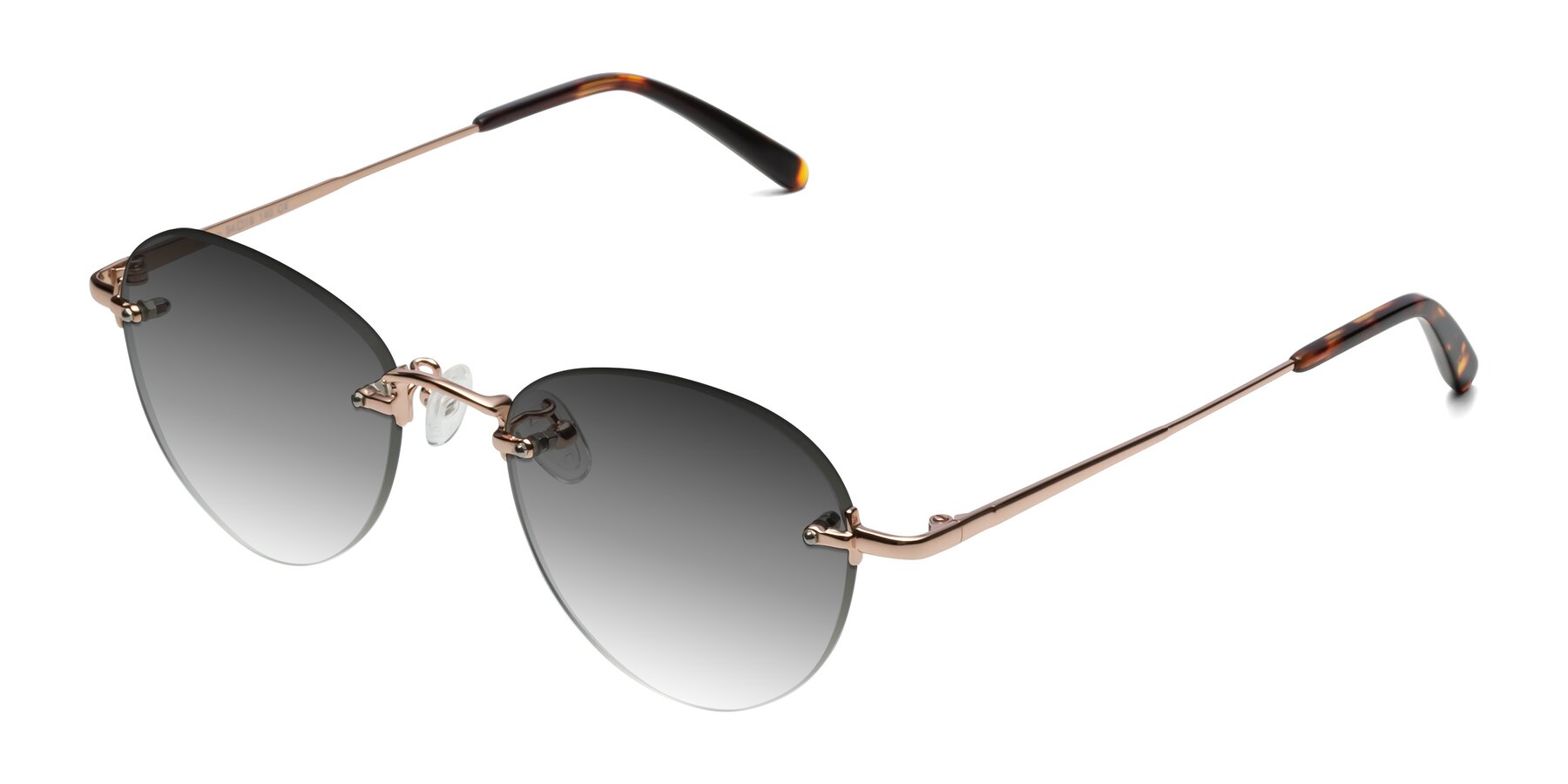 Angle of Quinn in Rose Gold with Gray Gradient Lenses