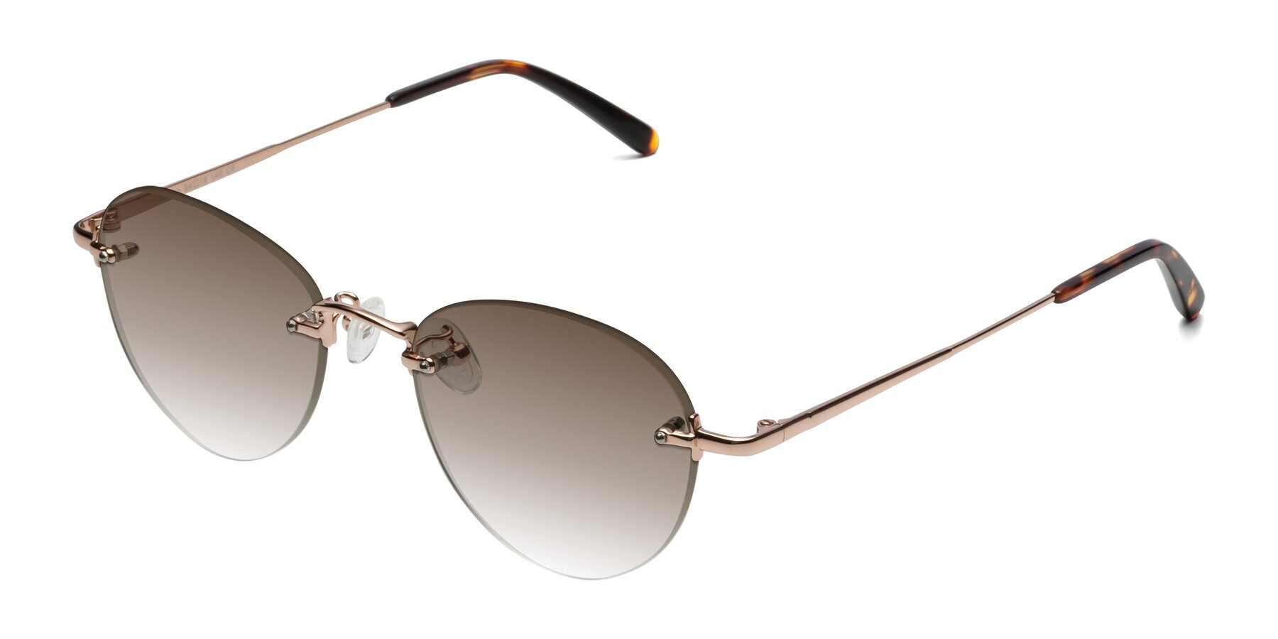 Angle of Quinn in Rose Gold with Brown Gradient Lenses