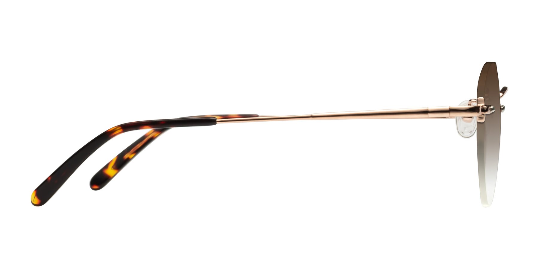 Side of Quinn in Rose Gold with Brown Gradient Lenses