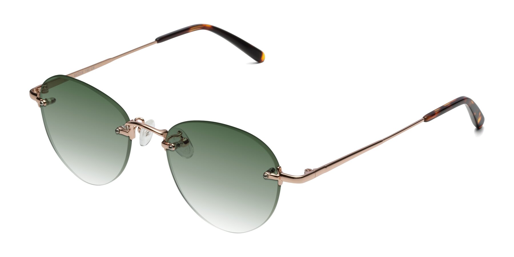 Angle of Quinn in Rose Gold with Green Gradient Lenses