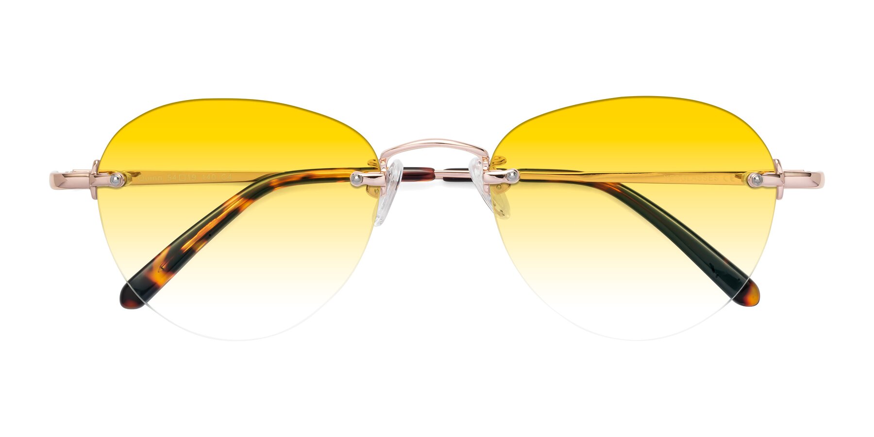 Folded Front of Quinn in Rose Gold with Yellow Gradient Lenses