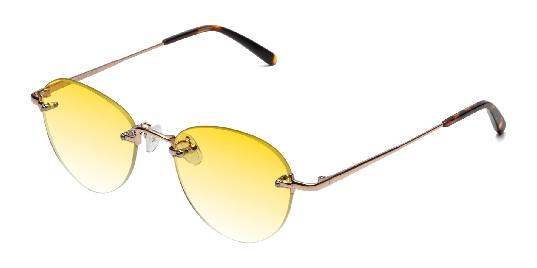 Angle of Quinn in Rose Gold with Yellow Gradient Lenses