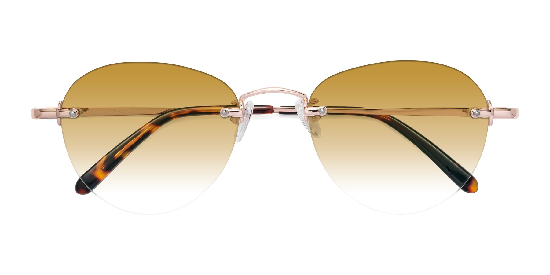 Folded Front of Quinn in Rose Gold with Champagne Gradient Lenses