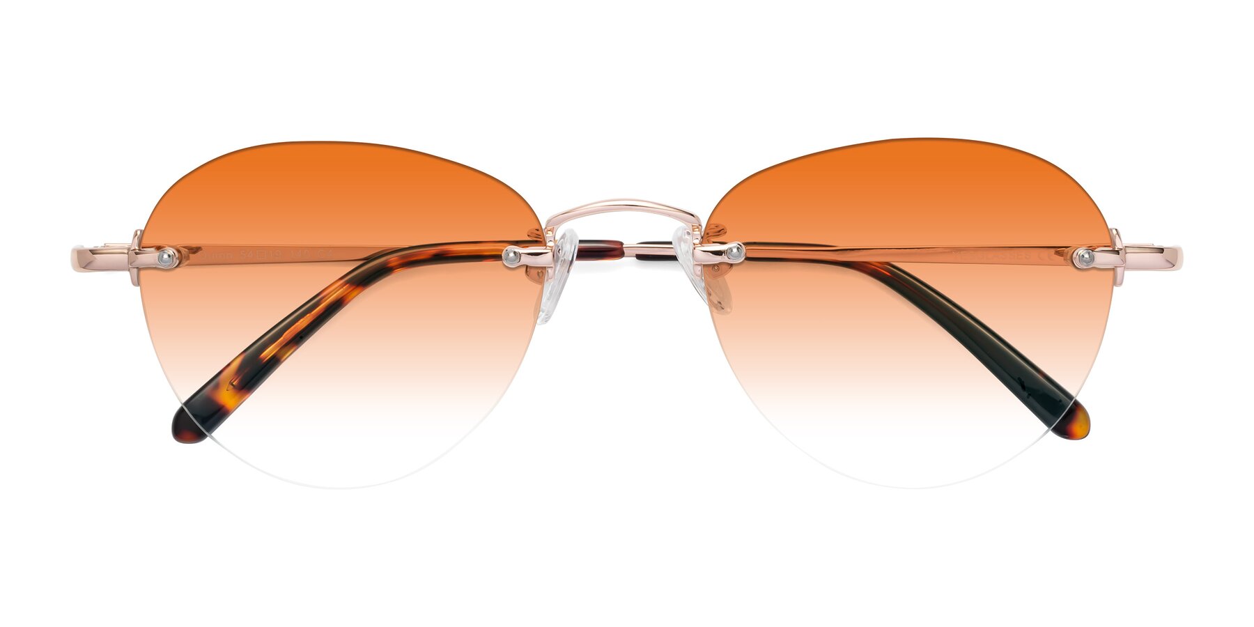 Folded Front of Quinn in Rose Gold with Orange Gradient Lenses