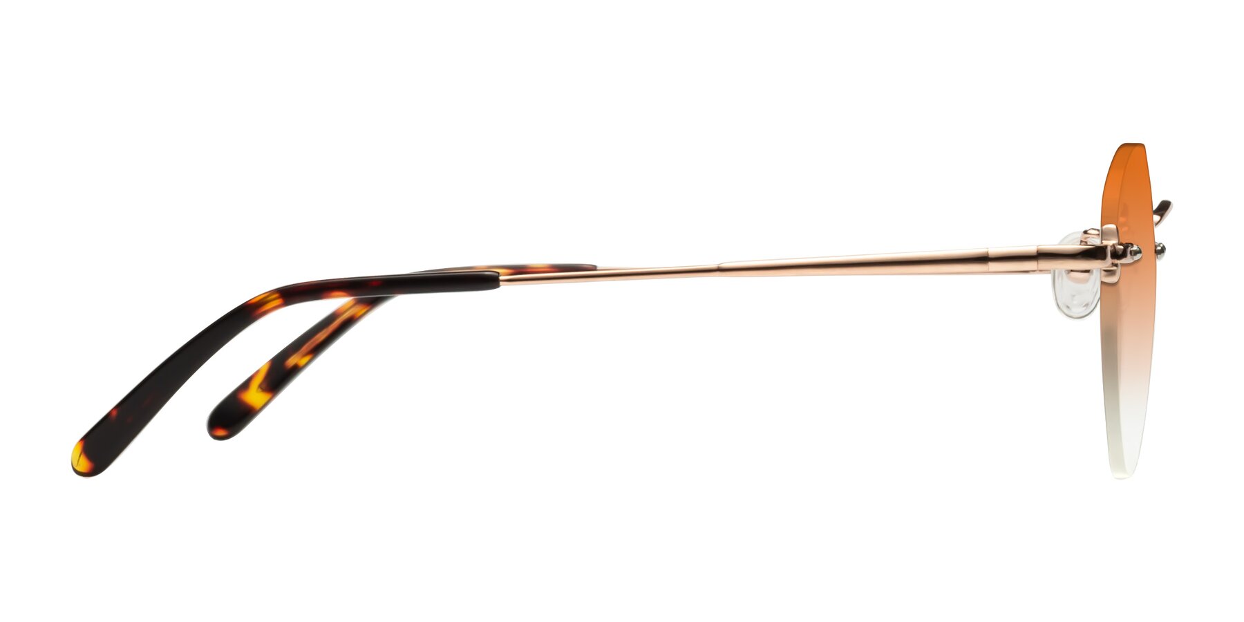 Side of Quinn in Rose Gold with Orange Gradient Lenses