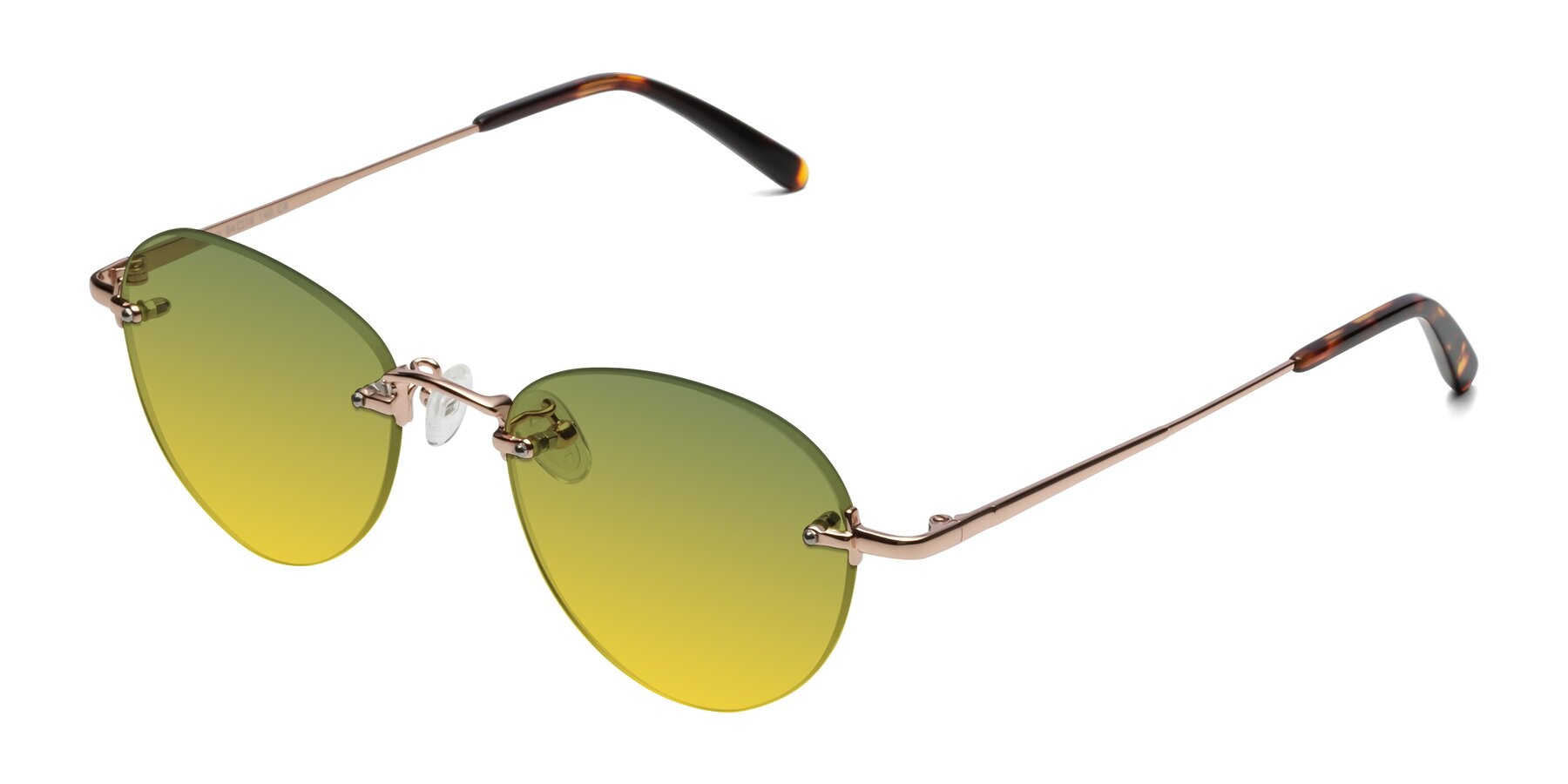 Angle of Quinn in Rose Gold with Green / Yellow Gradient Lenses
