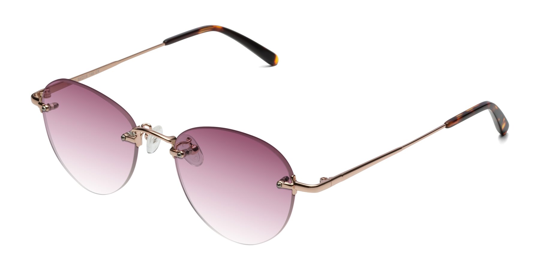 Angle of Quinn in Rose Gold with Wine Gradient Lenses