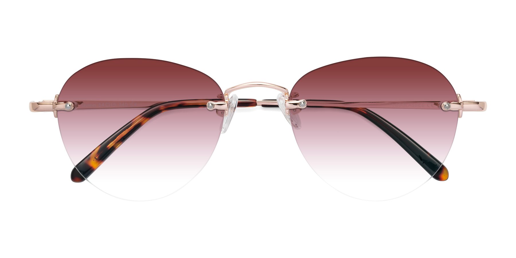 Folded Front of Quinn in Rose Gold with Garnet Gradient Lenses