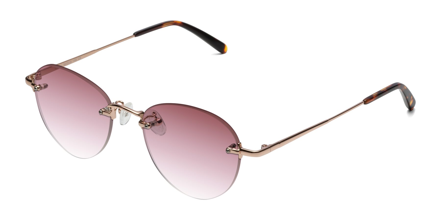 Angle of Quinn in Rose Gold with Garnet Gradient Lenses