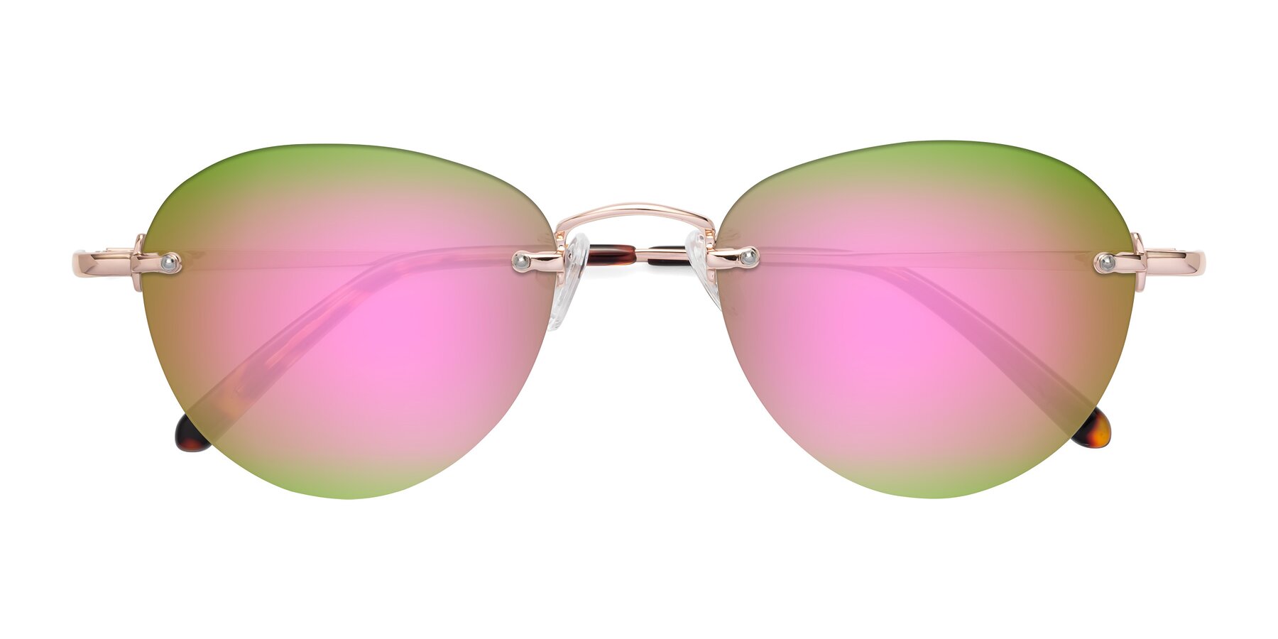 Folded Front of Quinn in Rose Gold with Pink Mirrored Lenses