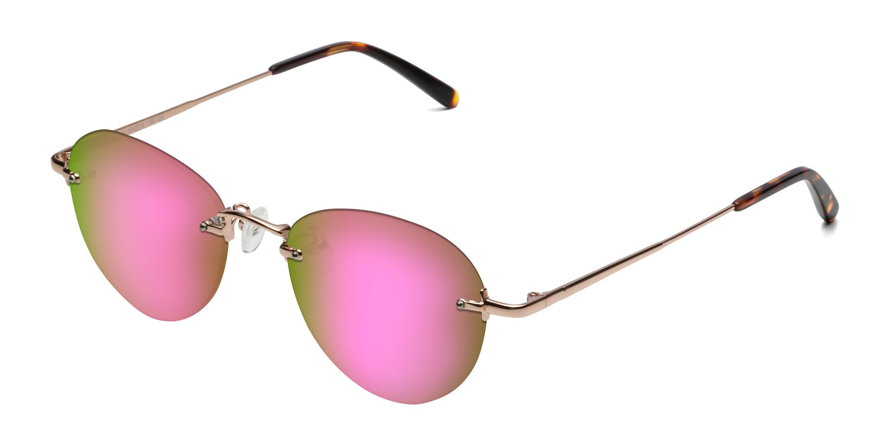 Angle of Quinn in Rose Gold with Pink Mirrored Lenses