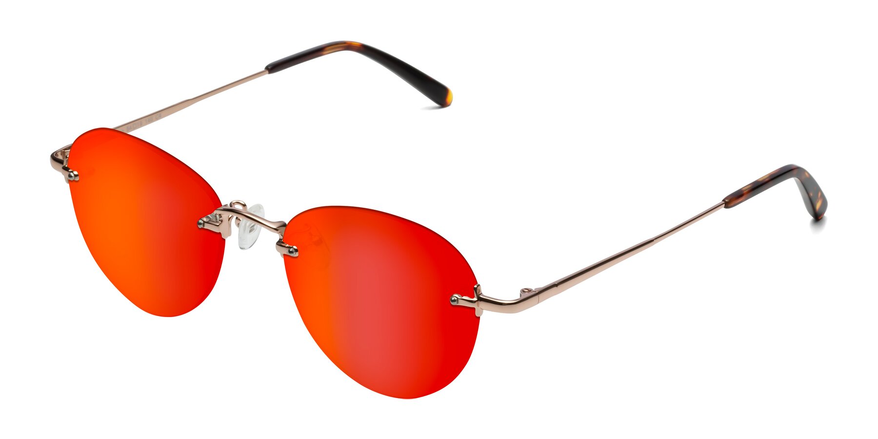 Angle of Quinn in Rose Gold with Red Gold Mirrored Lenses