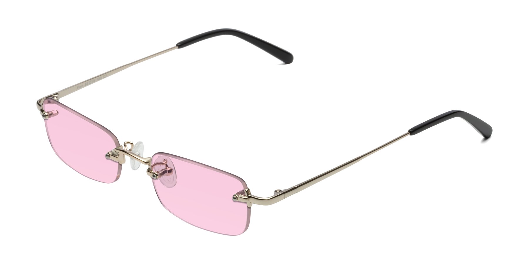 Angle of Finn in Light Gold with Light Pink Tinted Lenses