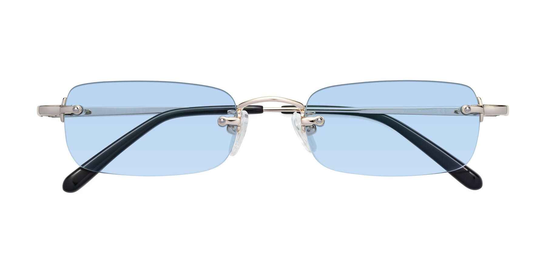 Folded Front of Finn in Light Gold with Light Blue Tinted Lenses