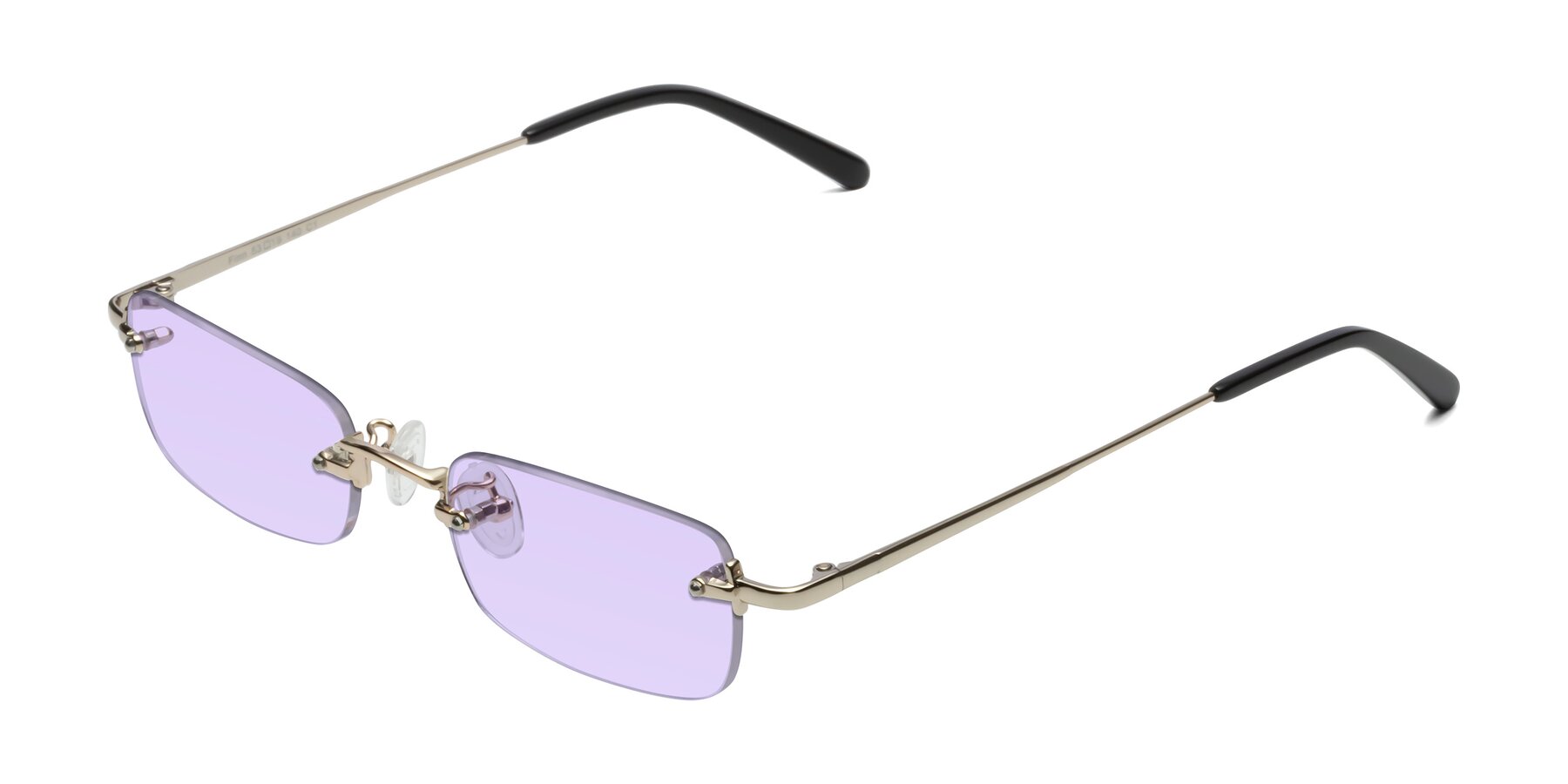 Angle of Finn in Light Gold with Light Purple Tinted Lenses
